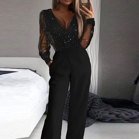 Almène - Combinaison Casual Monochrome À La Coupe Épurée