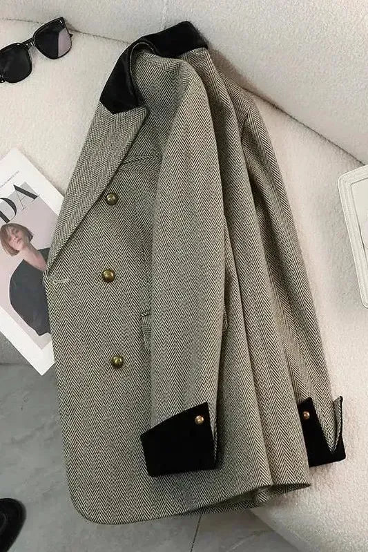 Delphine | Blazer Élégant Long Col Velours