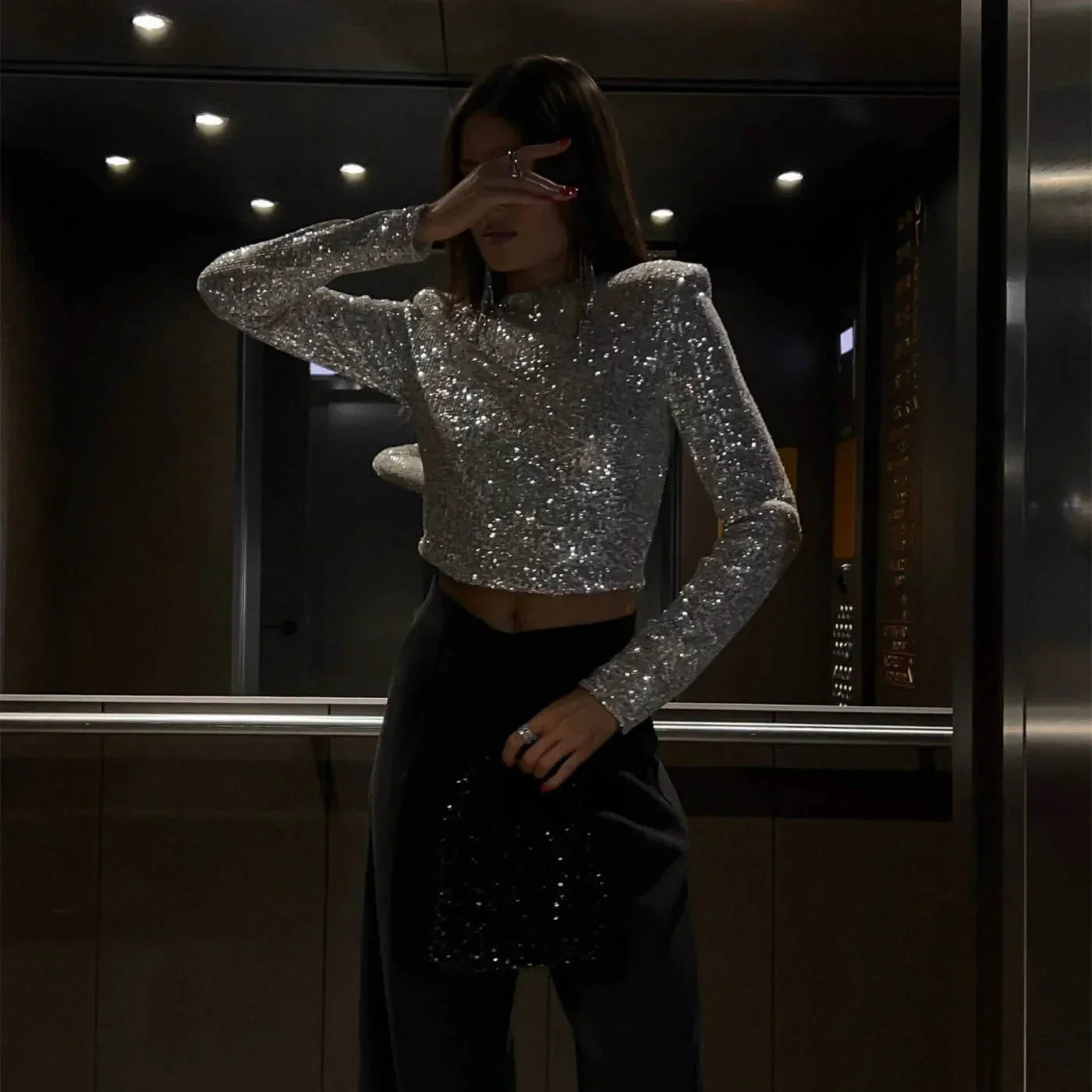 Isabeau – Haut Scintillant À Sequins, Parfait Pour Un Look Festif