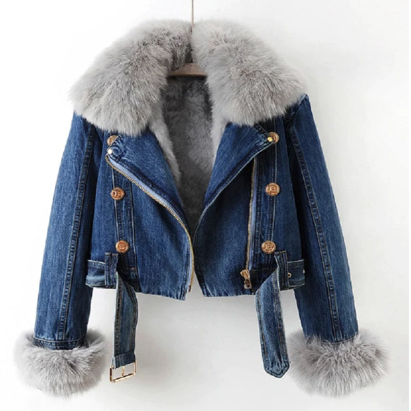 Laurence - Manteau Élégant Jean Fourrure