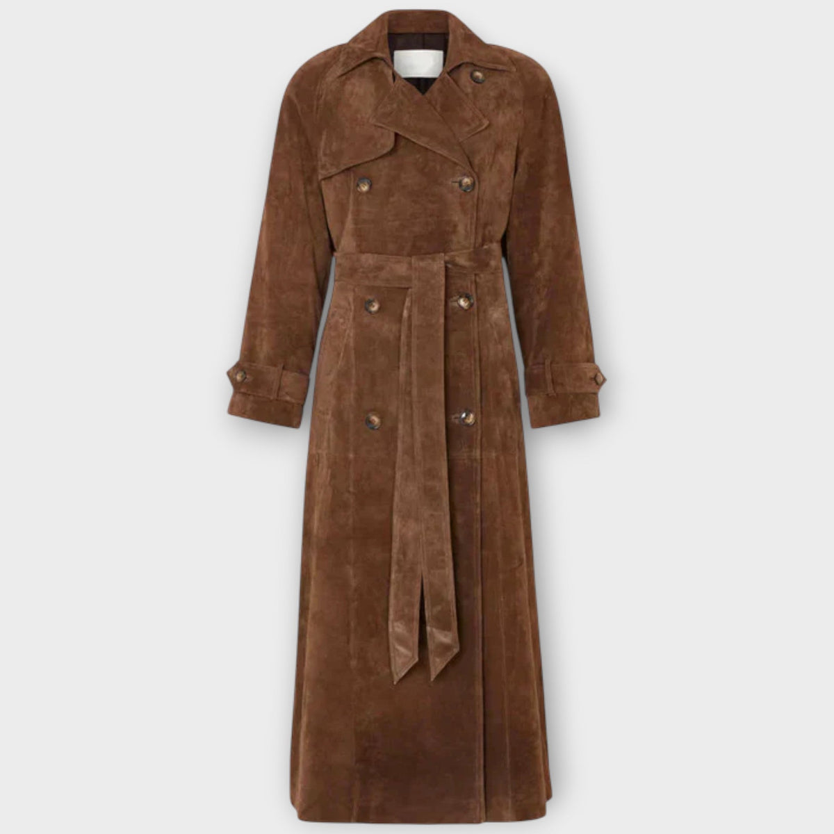 Émilie | Trench Élégant Daim Ceinturé