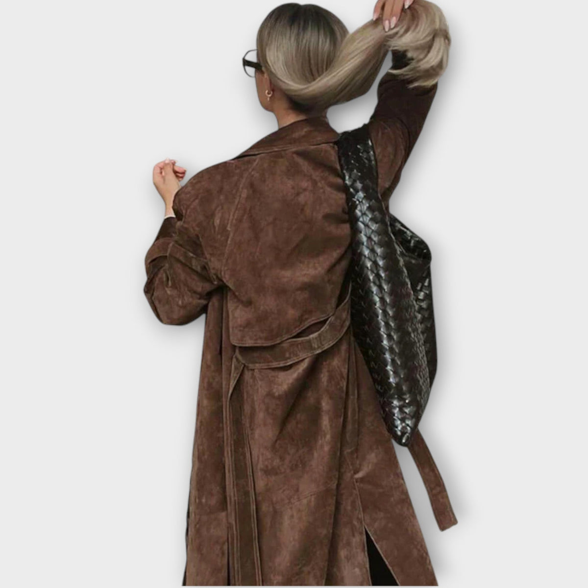 Émilie | Trench Élégant Daim Ceinturé