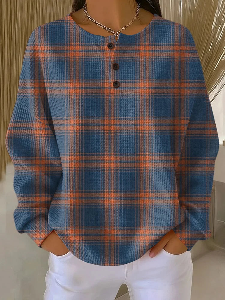 Manon | Pull Chic Carreaux Boutonné