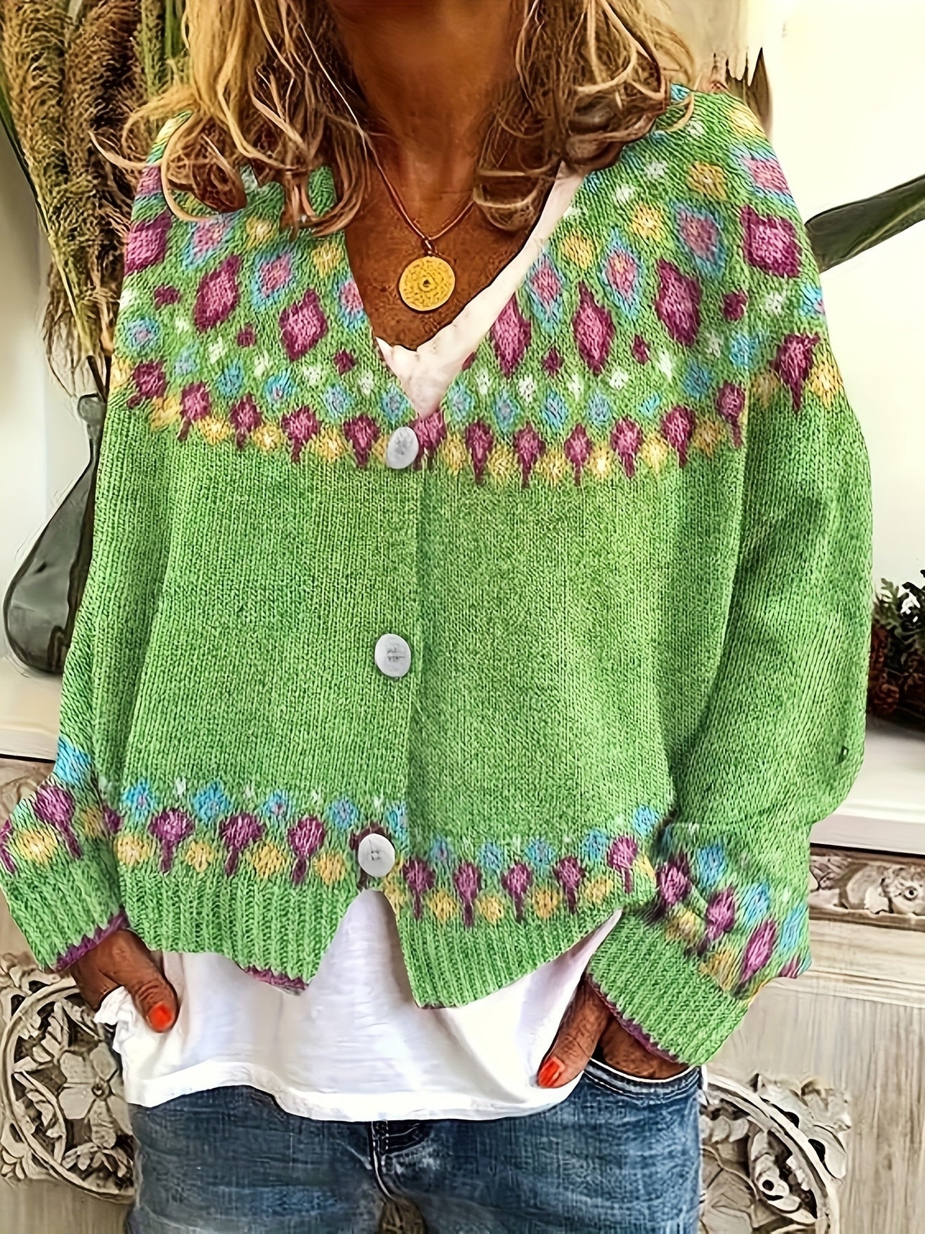 Delphine - Cardigan Féminin Boutonné Brodé