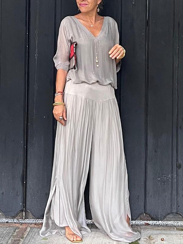 Clara - Ensemble Élégant Avec Pantalon En Chiffon Large