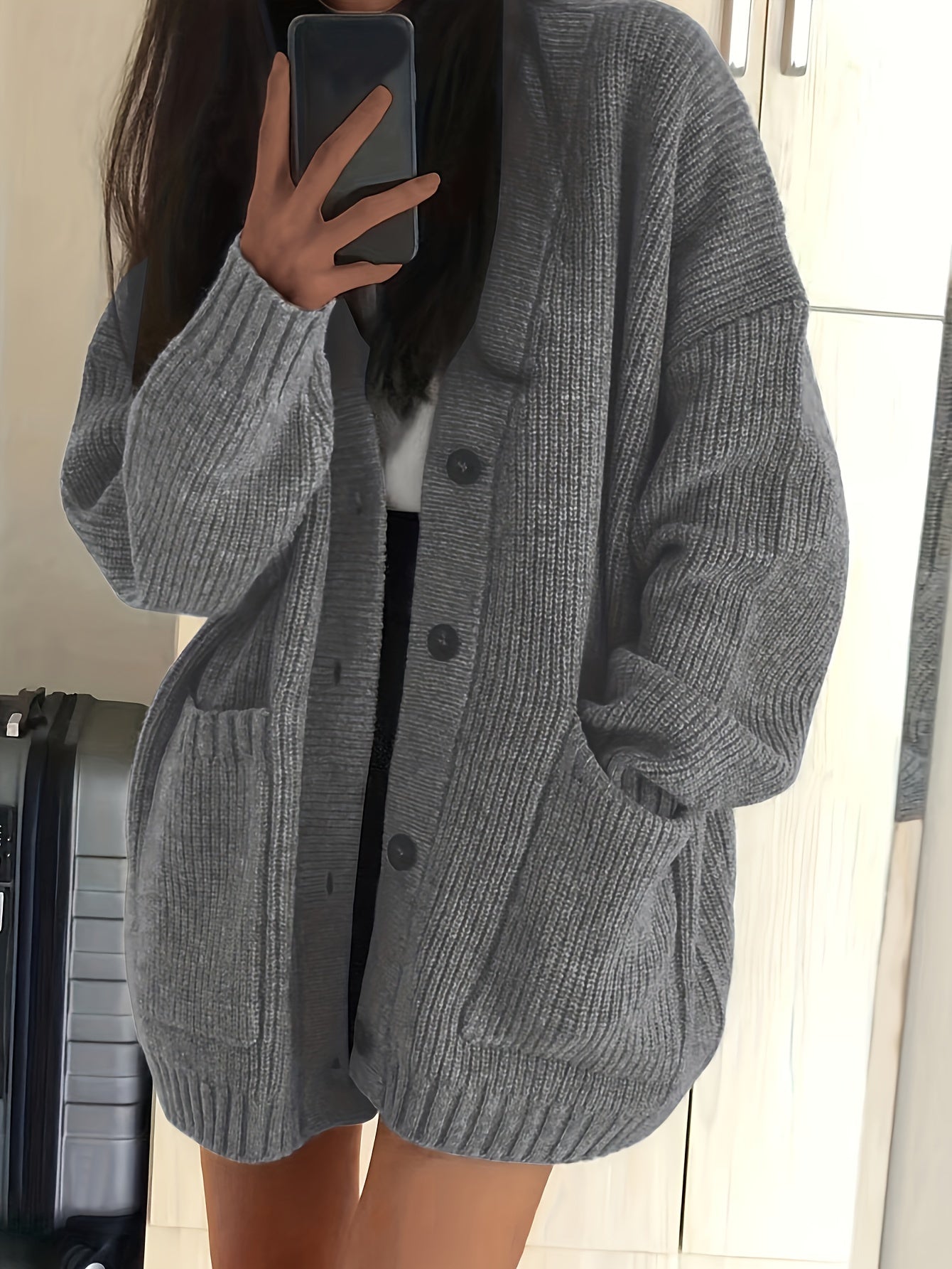 Karine - Cardigan Élégant Oversize Grosse Maille