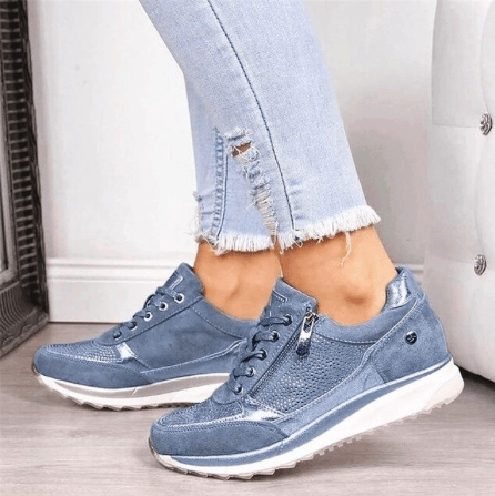 Martine - Baskets Chic Daim Zippées