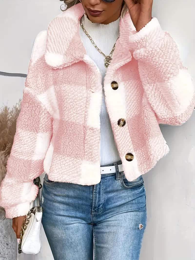 Priya - Manteau Chic Vichy Sherpa