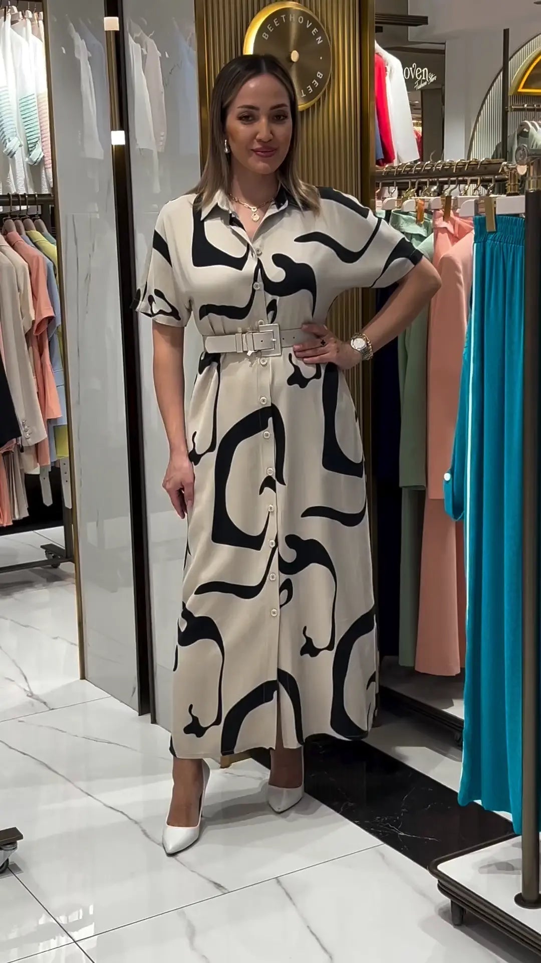 Sophie - Robe Chemise Longue Imprimée