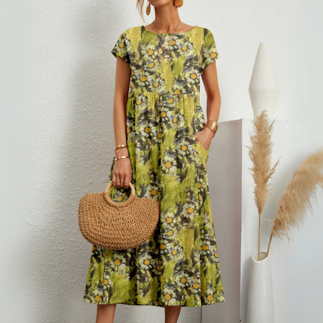 Estelle - Robe Midi Mousseline Fleurie Femme