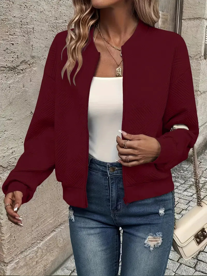 Aurélie - Veste Élégante Texturée Zippée
