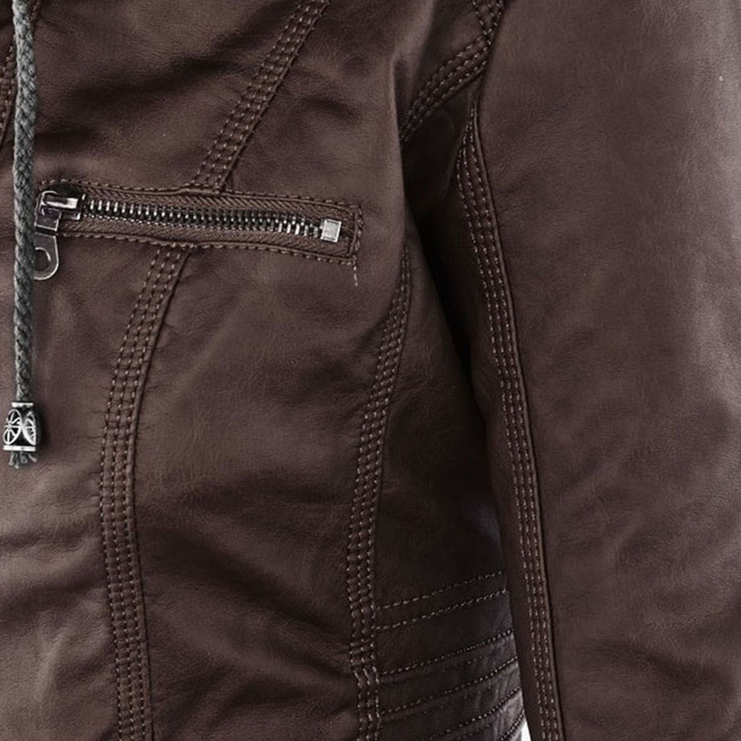 Marguerite - Veste Chic Cuir Capuche