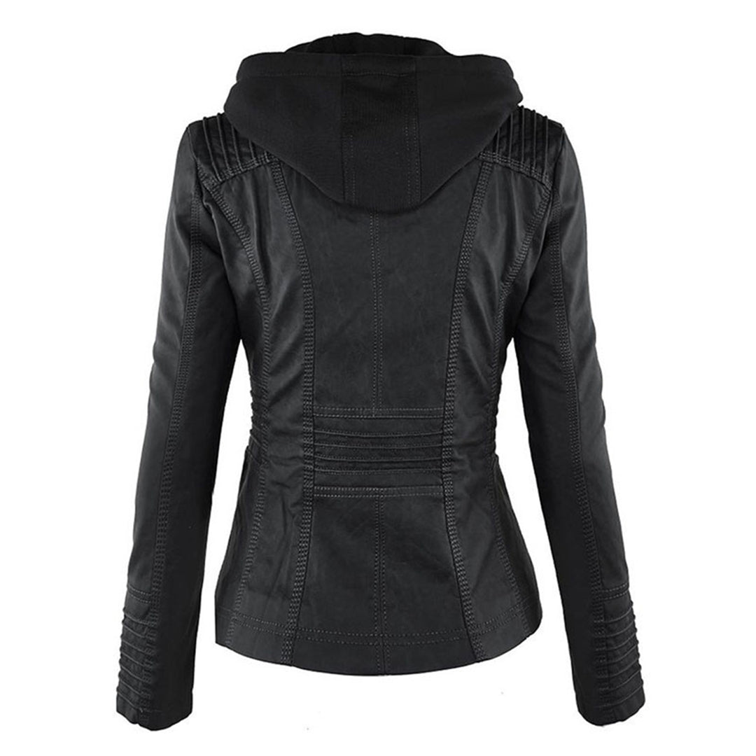 Marguerite - Veste Chic Cuir Capuche