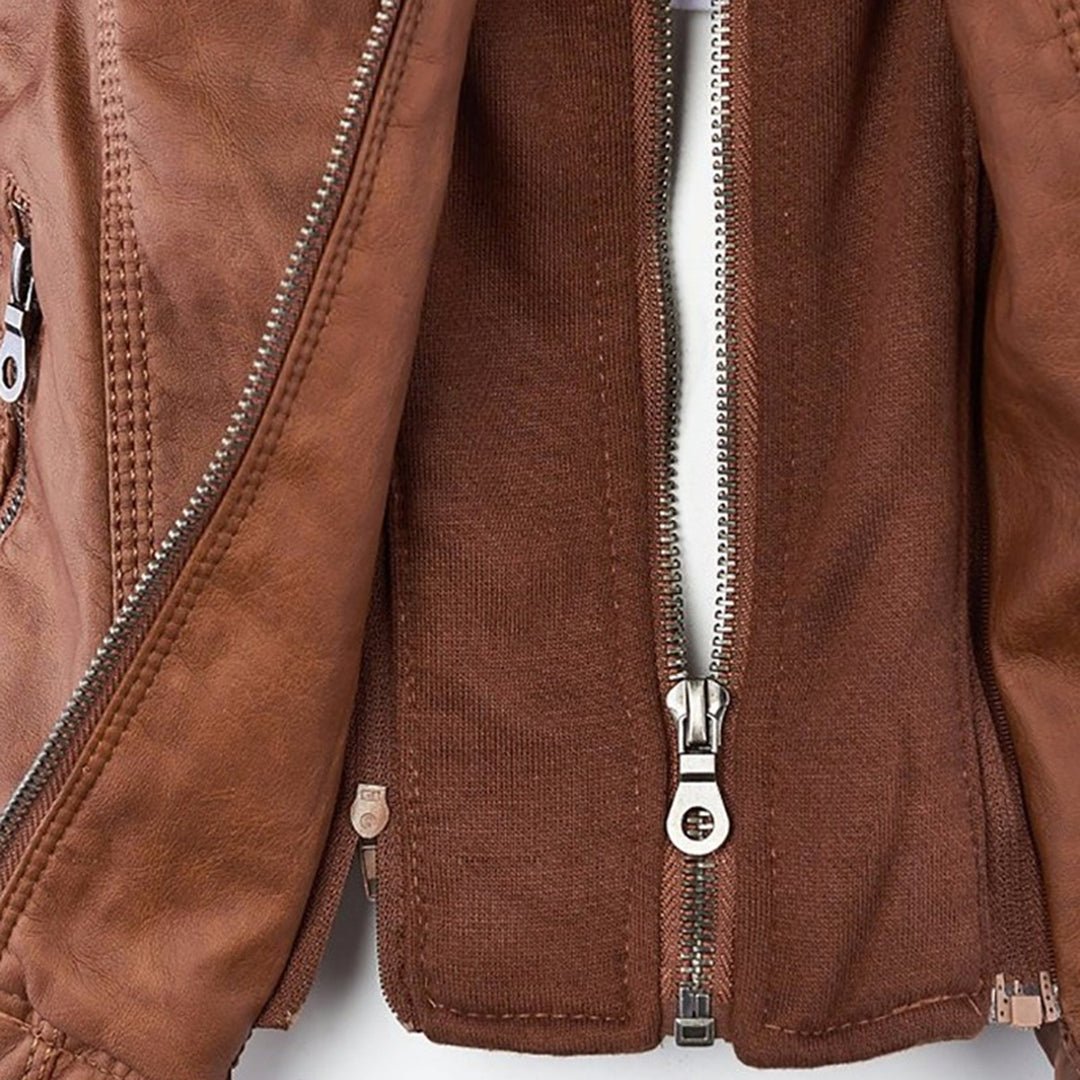 Marguerite - Veste Chic Cuir Capuche