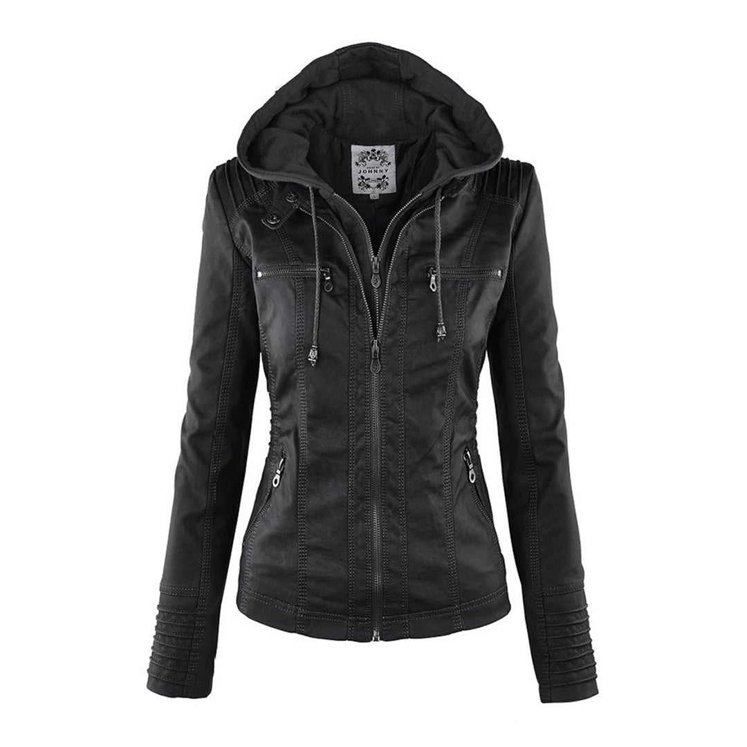 Marguerite - Veste Chic Cuir Capuche