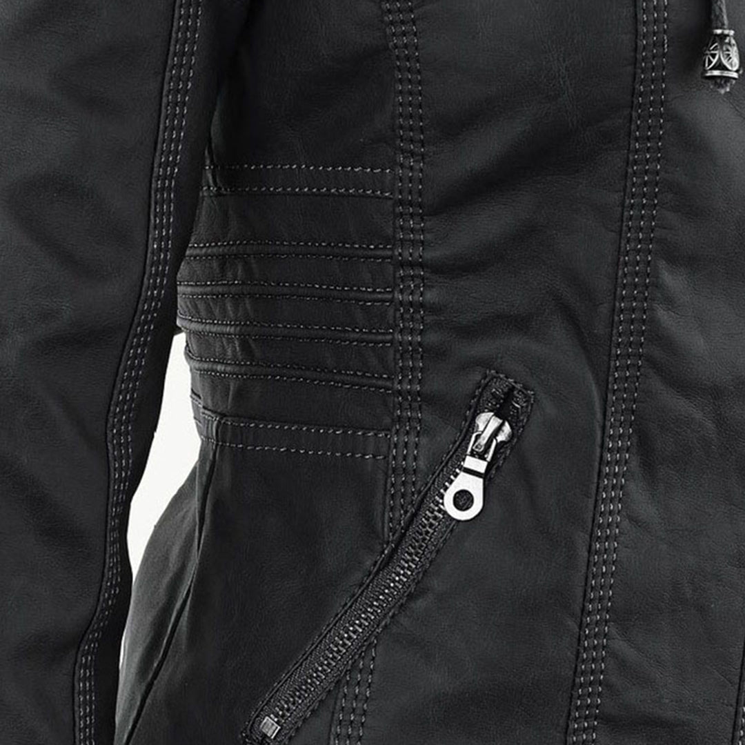 Marguerite - Veste Chic Cuir Capuche