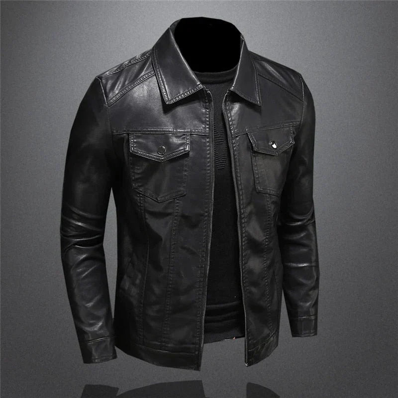 Marc - Veste Élégante Cuir Col Chemise