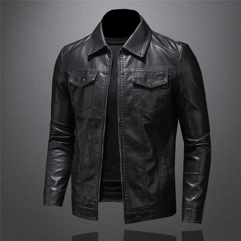 Marc - Veste Élégante Cuir Col Chemise