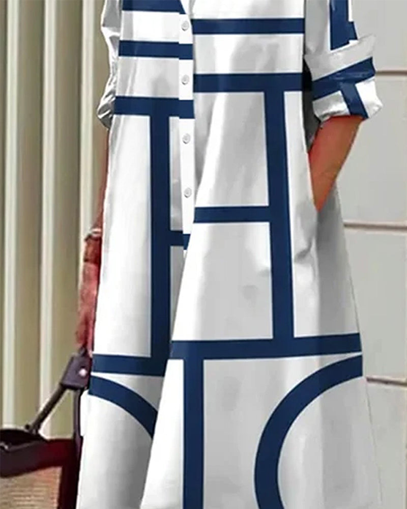 Cléophée - Robe Avec Poches Et Imprimé Géométrique Moderne Et Tendance