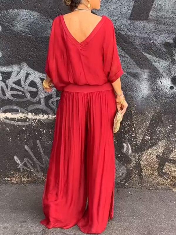 Clara - Ensemble Élégant Avec Pantalon En Chiffon Large