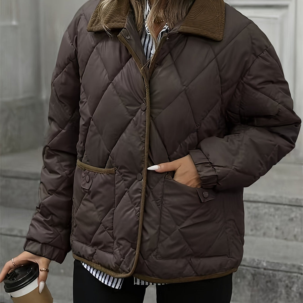 Karine - Doudoune Intemporelle Matelassée Col Contrasté