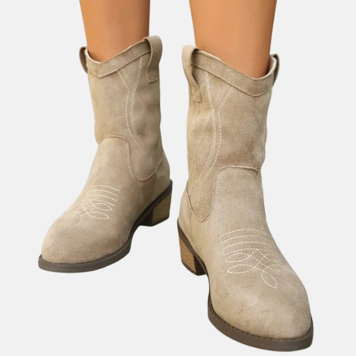 Karine - Bottes Cowboy Chic Daim Brodées