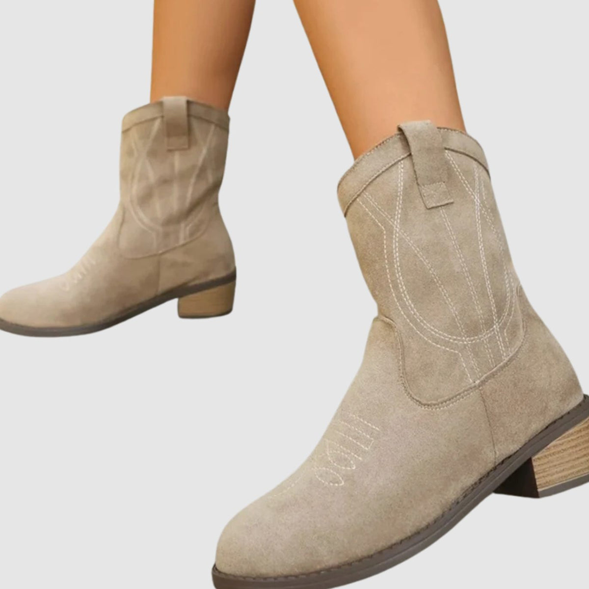 Karine - Bottes Cowboy Chic Daim Brodées