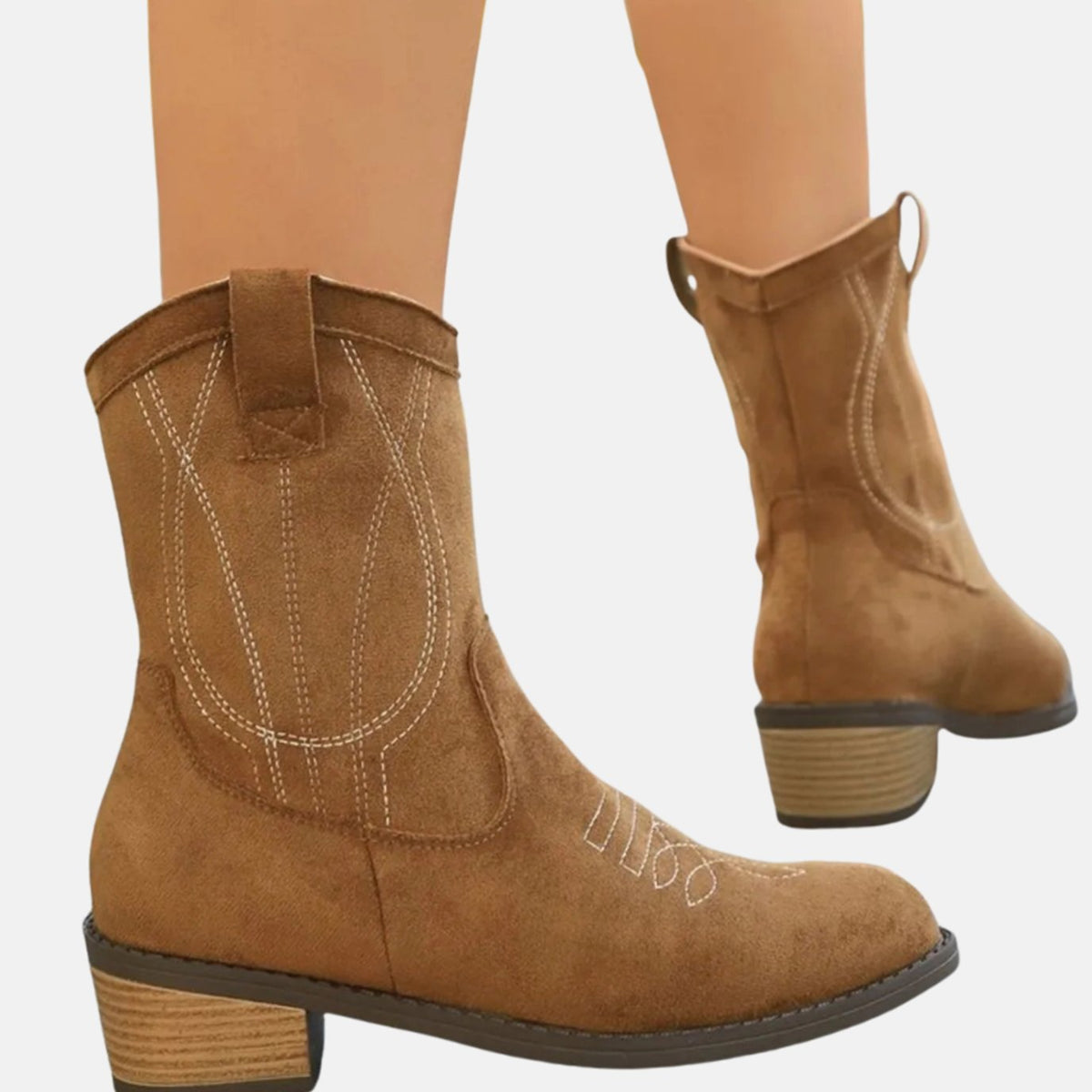 Karine - Bottes Cowboy Chic Daim Brodées