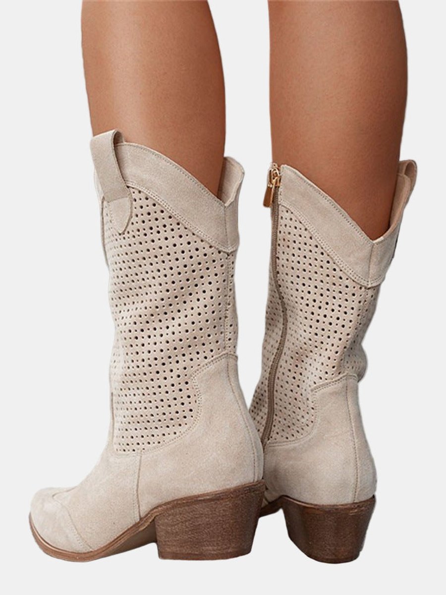 Sophie - Bottes Hautes Chic Daim Ajourées