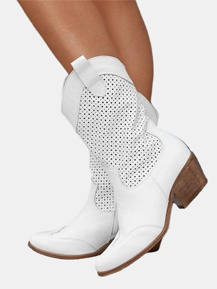 Sophie - Bottes Hautes Chic Daim Ajourées