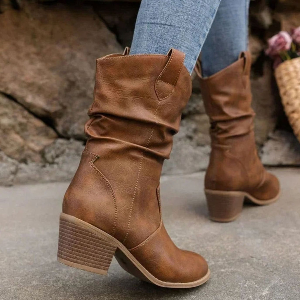 Virginie - Bottes Chic Western Plissées