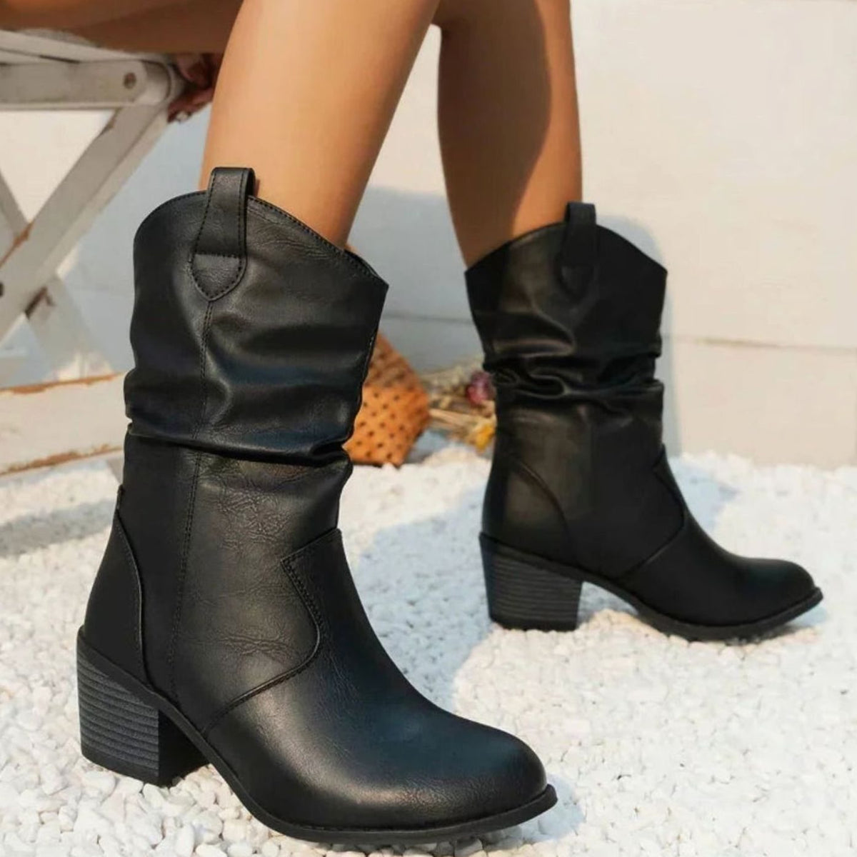 Virginie - Bottes Chic Western Plissées