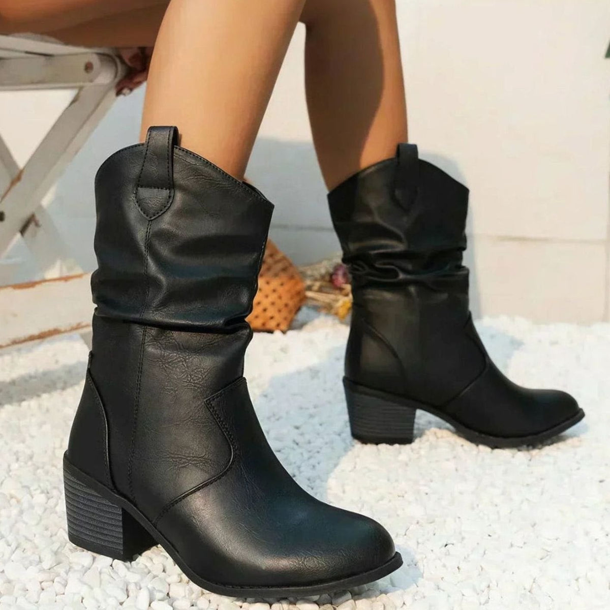 Virginie - Bottes Chic Western Plissées
