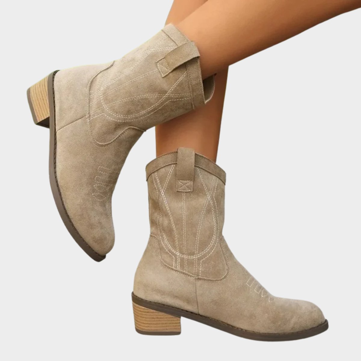 Claire - Bottes Cowboy Élégantes Daim Brodées