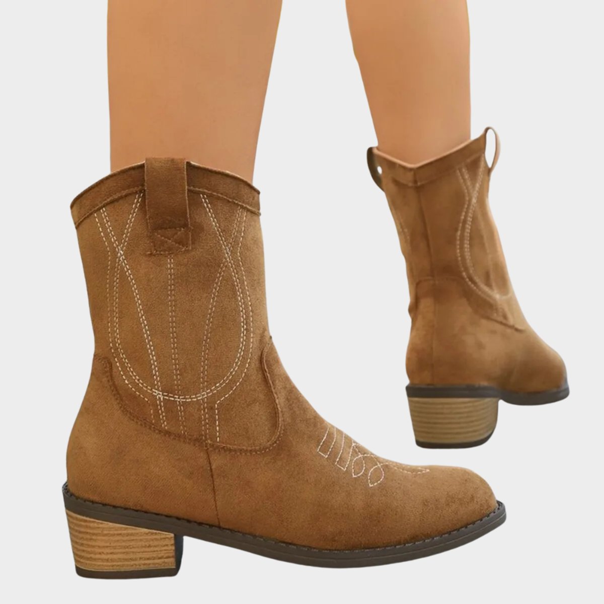 Claire - Bottes Cowboy Élégantes Daim Brodées