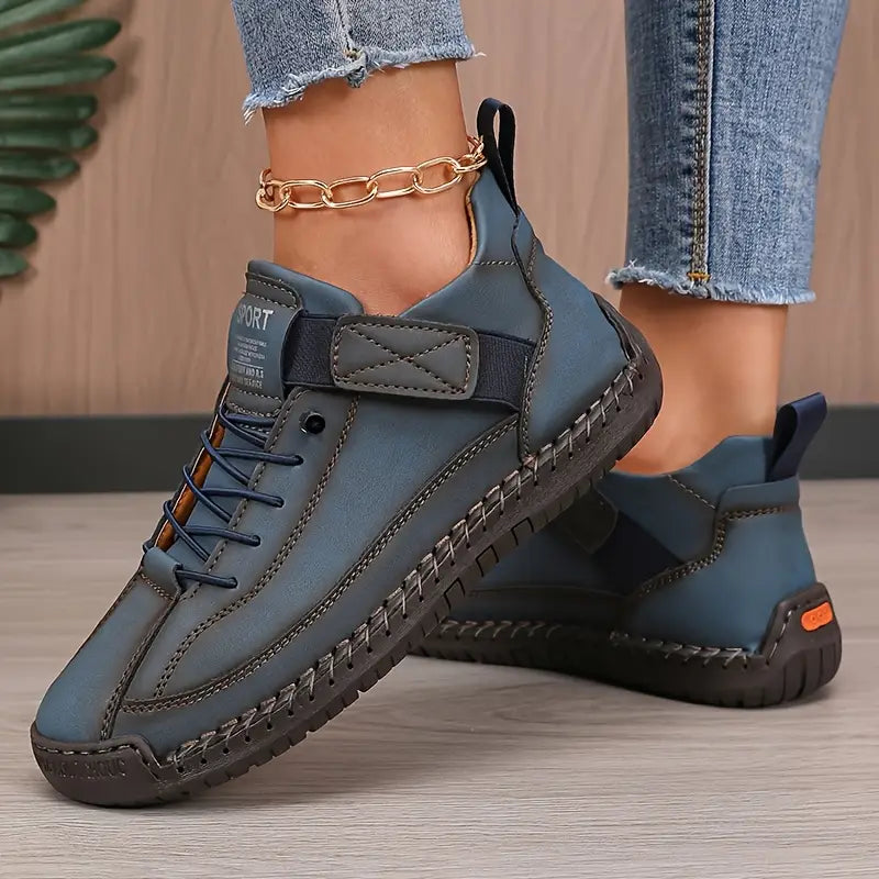 Christine | Baskets Élégantes Cuir Surpiquées