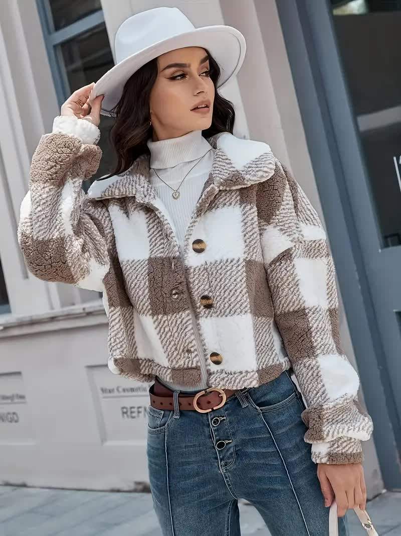 Priya - Manteau Chic Vichy Sherpa