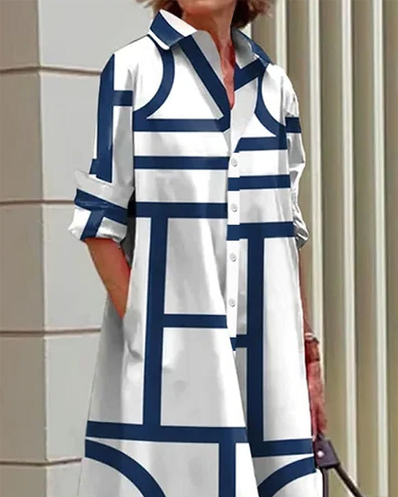 Cléophée - Robe Avec Poches Et Imprimé Géométrique Moderne Et Tendance