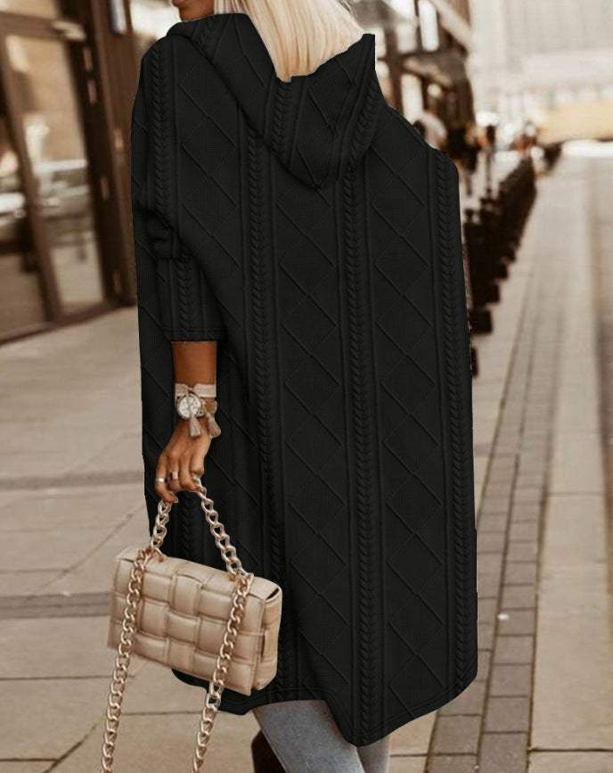 Émilie - Manteau Élégant Maille à Capuche