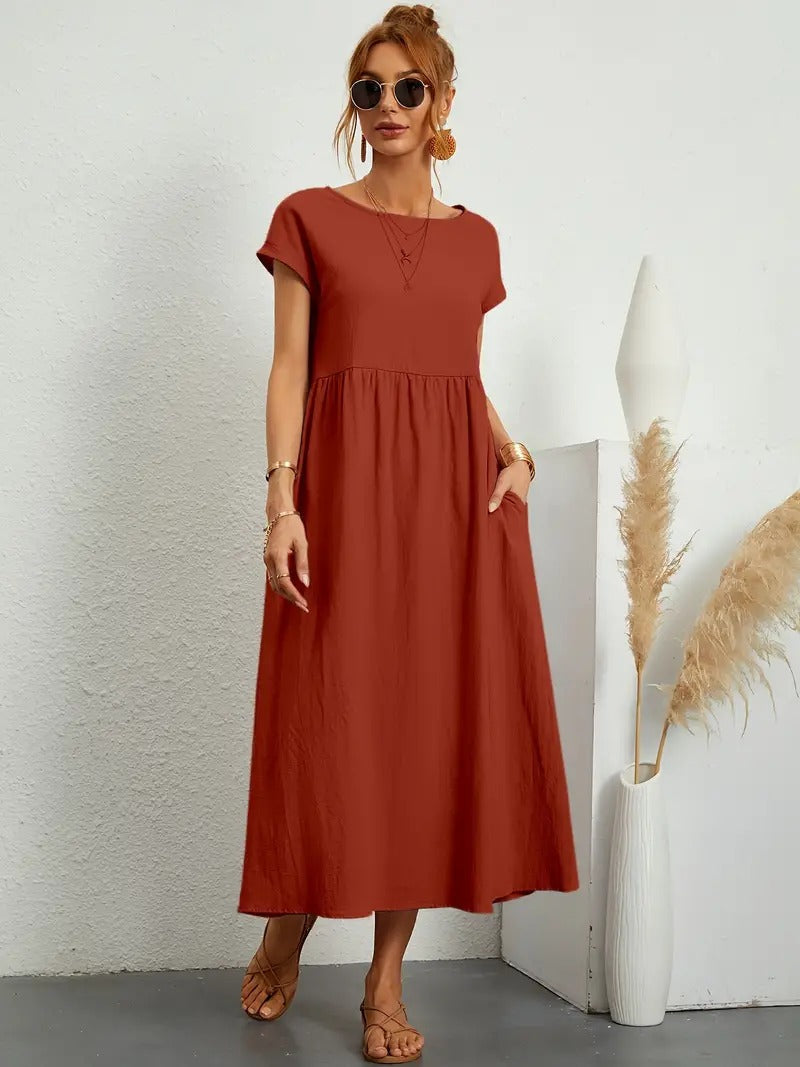 Cléophée - Robe Élégante Avec Poches Pratiques Et Coupe Fluide