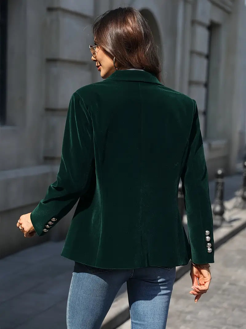 Sandrine - Blazer Élégant Velours Boutons