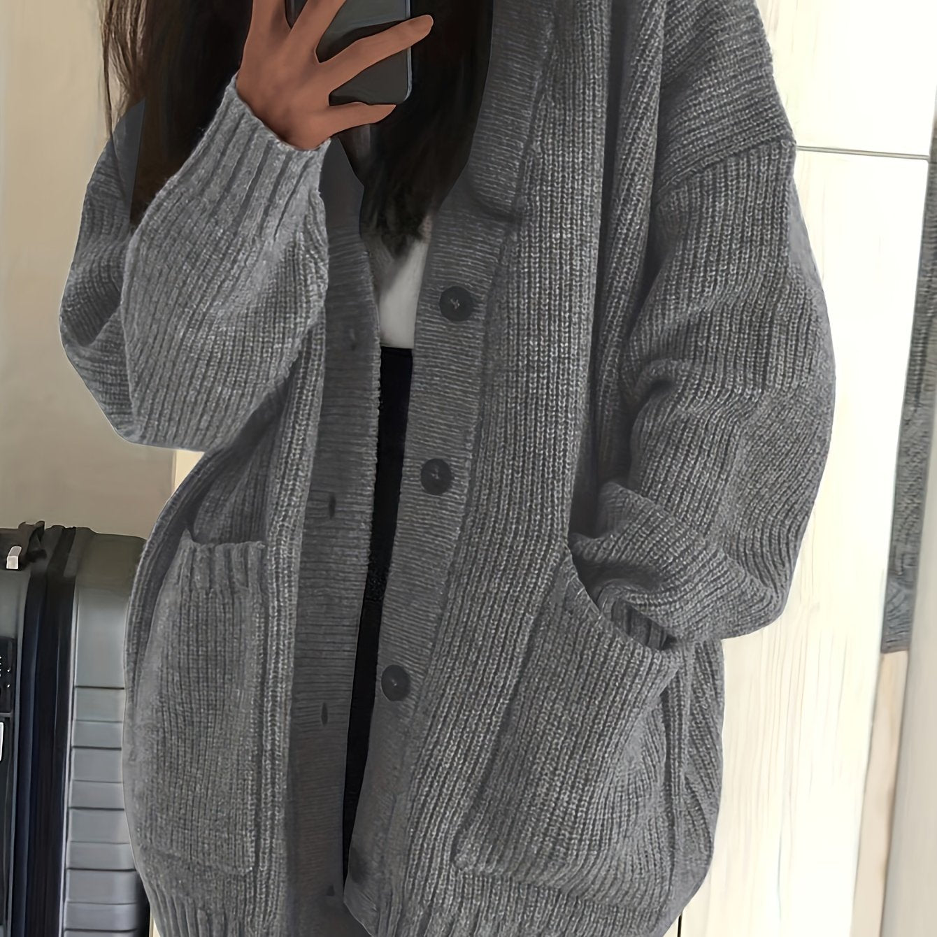 Karine - Cardigan Élégant Oversize Grosse Maille