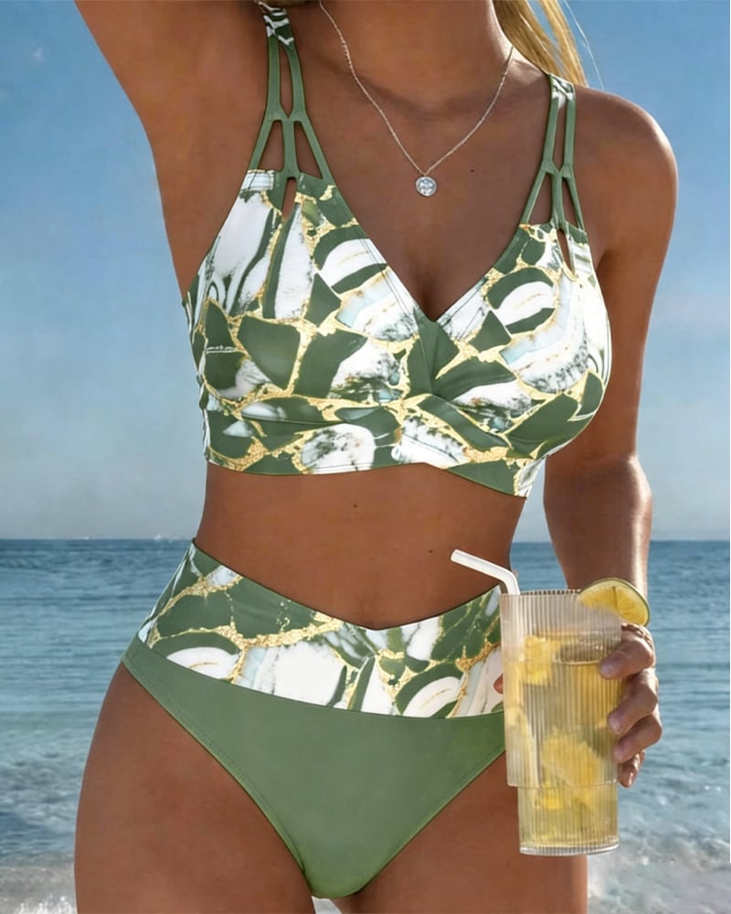 Inès - Bikini Taille Haute Sexy Imprimé