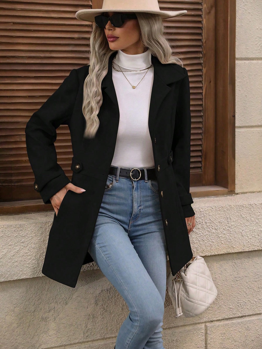 Catherine | Manteau Élégant Mi-Long Ceinturé