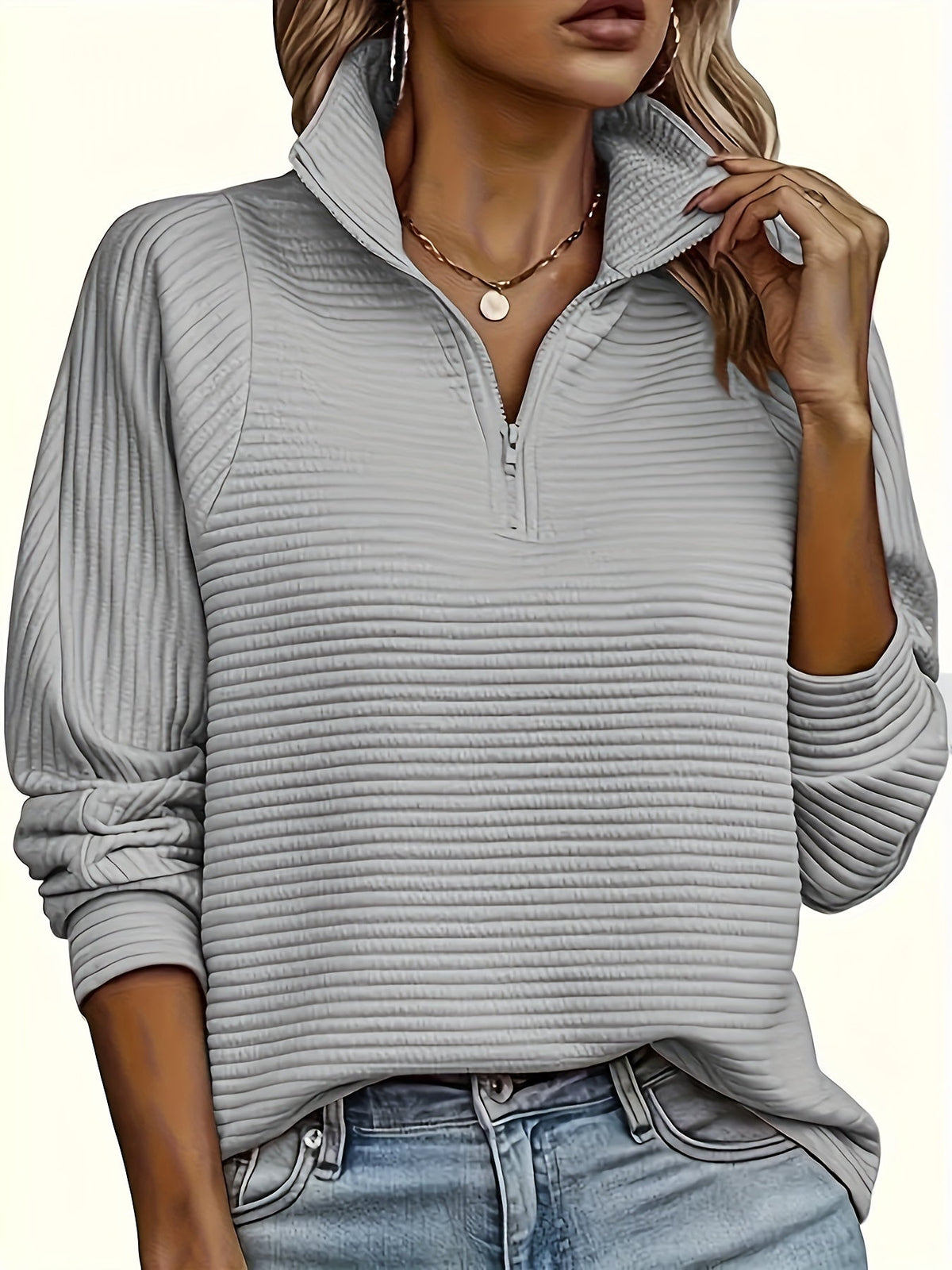 Christine - Sweat Chic Texturé Col Zippé