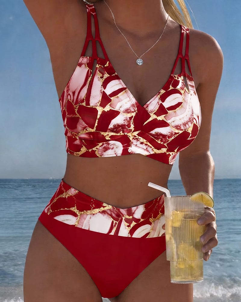 Inès - Bikini Taille Haute Sexy Imprimé