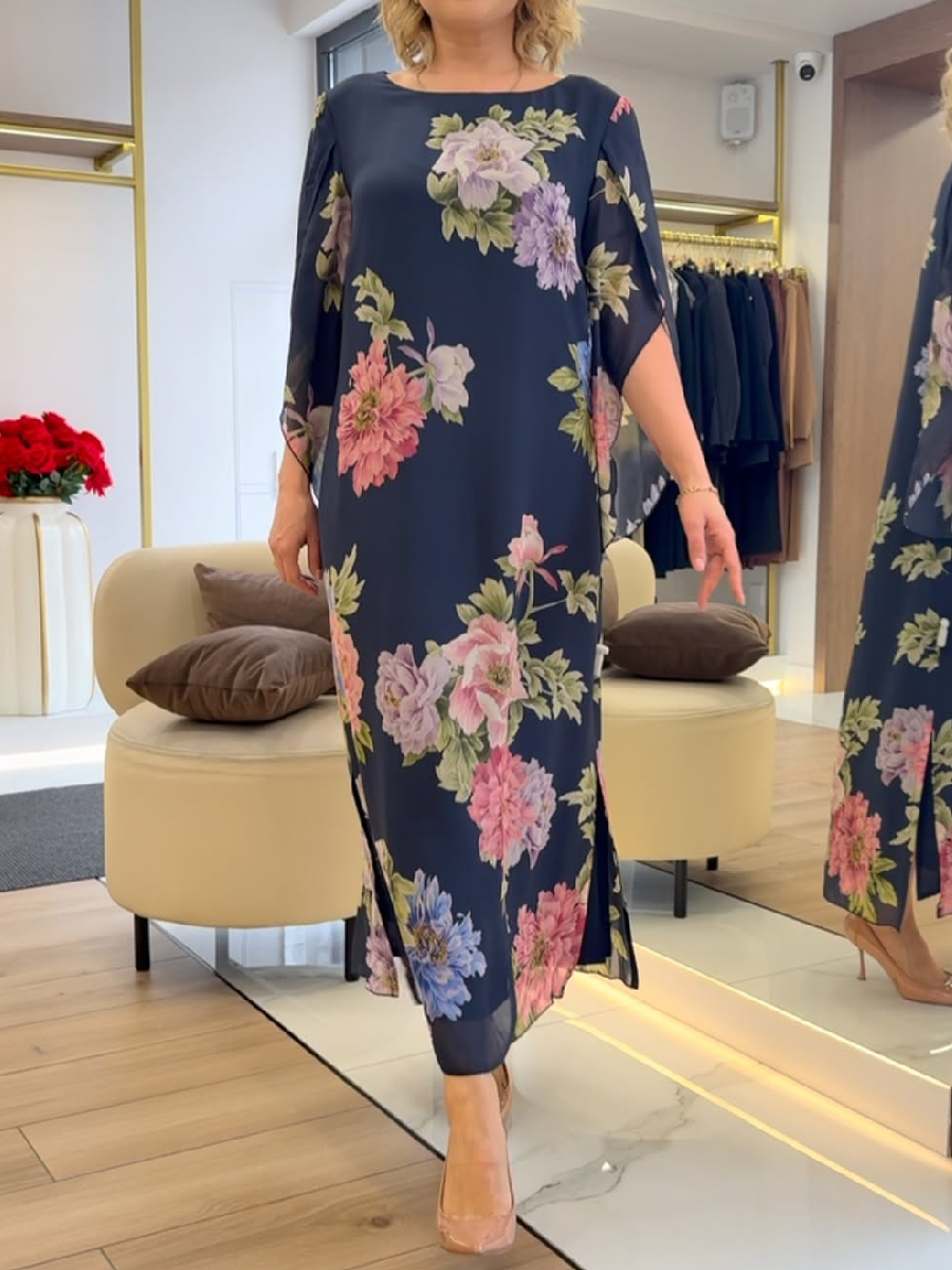 Fabienne - Robe Longue Mousseline Fleurie Femme