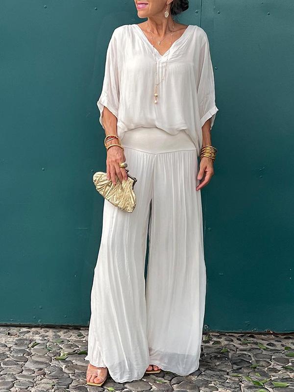 Clara - Ensemble Élégant Avec Pantalon En Chiffon Large