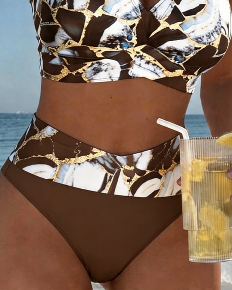 Inès - Bikini Taille Haute Sexy Imprimé