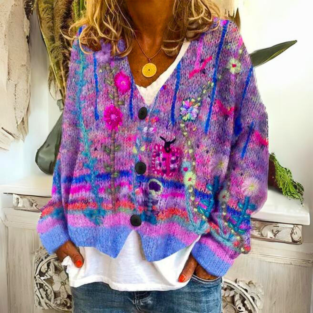 Marguerite - Gilet Féminin Fleuri Brodé
